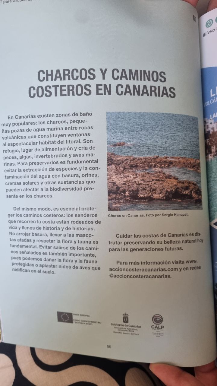 Artículo sobre charcos y caminos costeros de Canarias en la Revista NT de Binter.