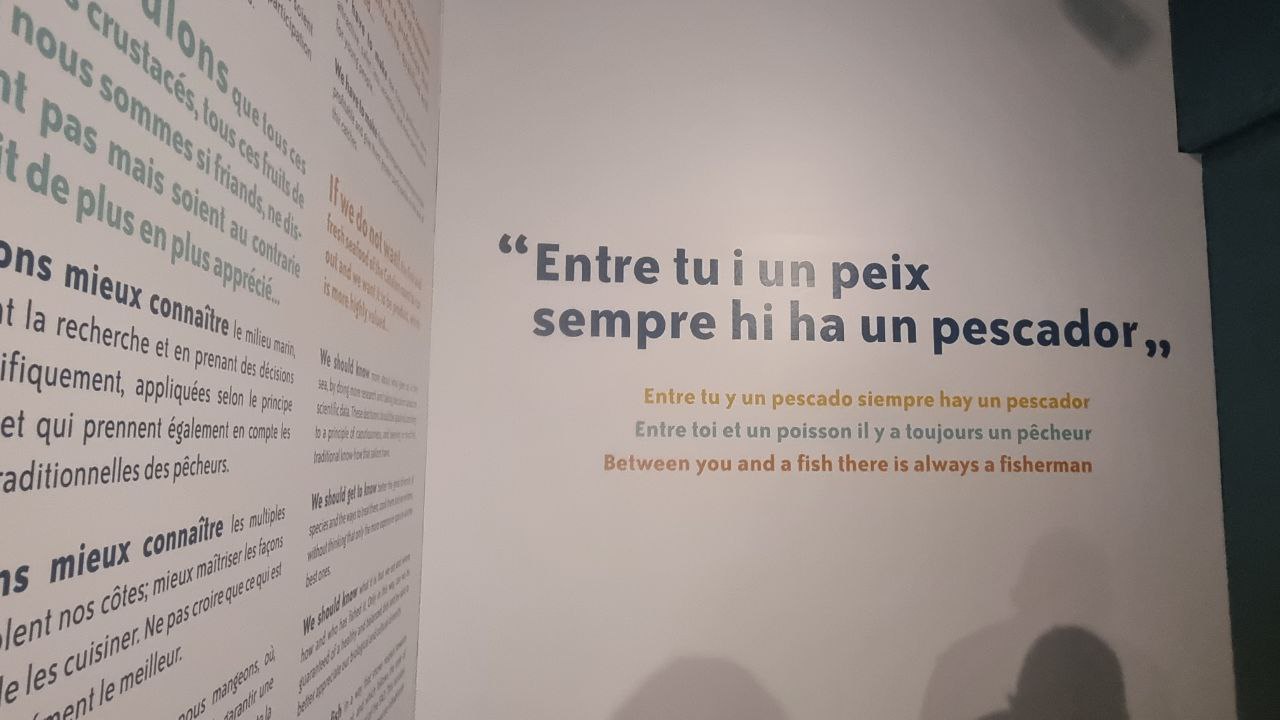"Entre tú y un pez, siempre hay un pescador", frase en el Museo de la Pesca de Palamós.